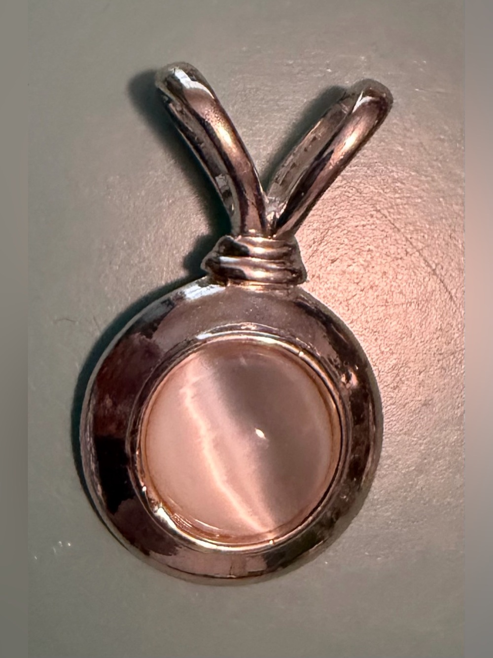 Sterling Silver Cat's Eye Pendant Slide in Soft White